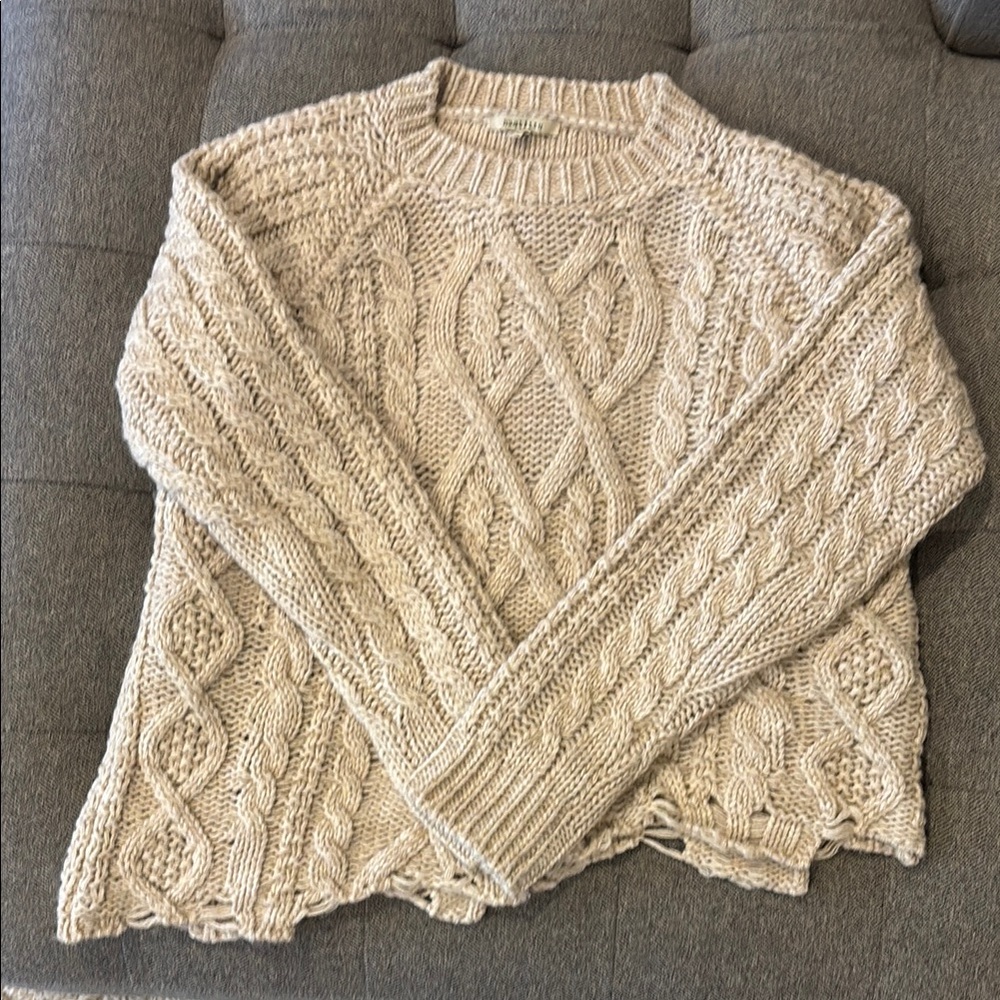 Cream Cable Knit Crew Neck Sweater